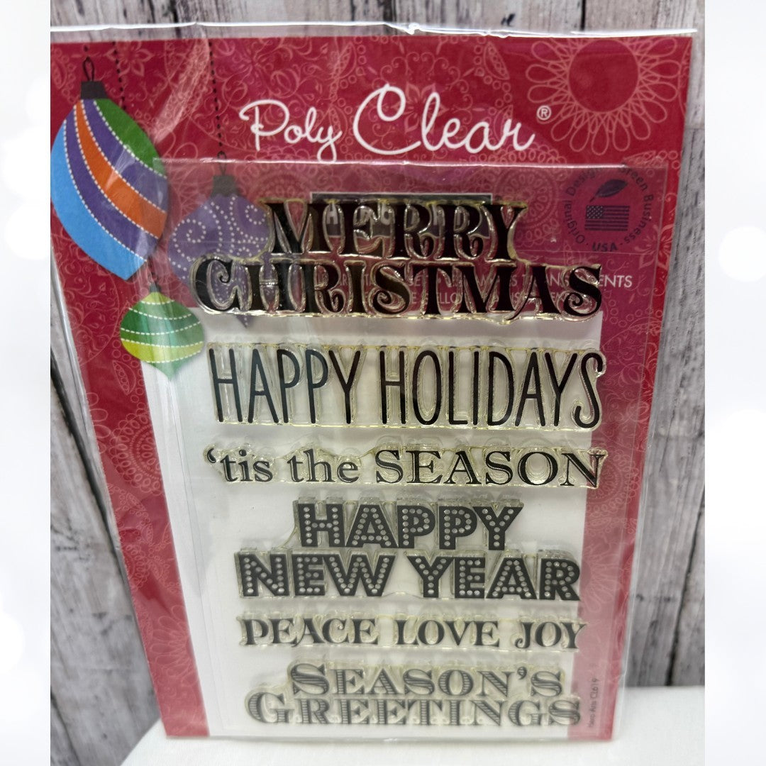Hero Arts CHRISTMAS Holiday Greetings Trees Rubber Stamps Lot of 3