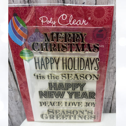 Hero Arts CHRISTMAS Holiday Greetings Trees Rubber Stamps Lot of 3