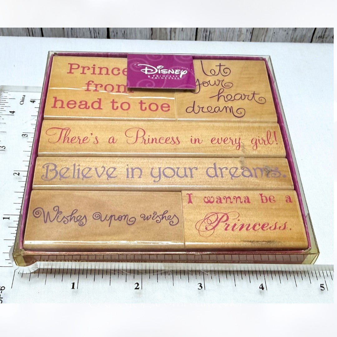 Disney PRINCESS Cinderella Sleeping Beauty Sentiments Rubber Stamps Lot