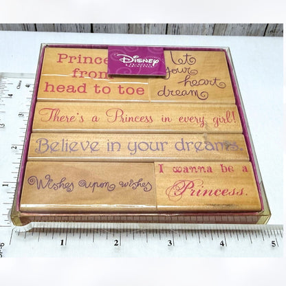 Disney PRINCESS Cinderella Sleeping Beauty Sentiments Rubber Stamps Lot
