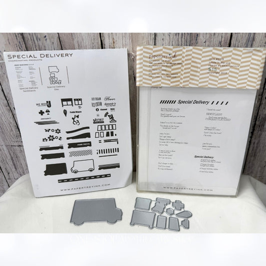 Papertrey Ink SPECIAL DELIVERY Sentiments Food Truck Rubber Stamps Dies Lot