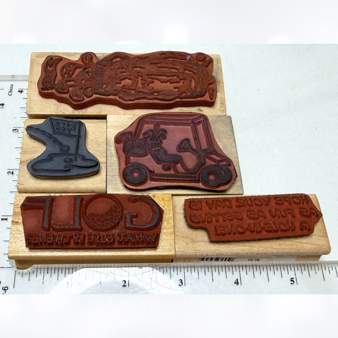 GOLF Golfer Golfing Cart Funny Sayings Rubber Stamps Lot of 6