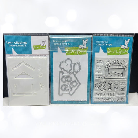 Lawn Fawn BACKYARD BIRD FEEDER Add-On Squirrel Rubber Stamps Dies Stencil