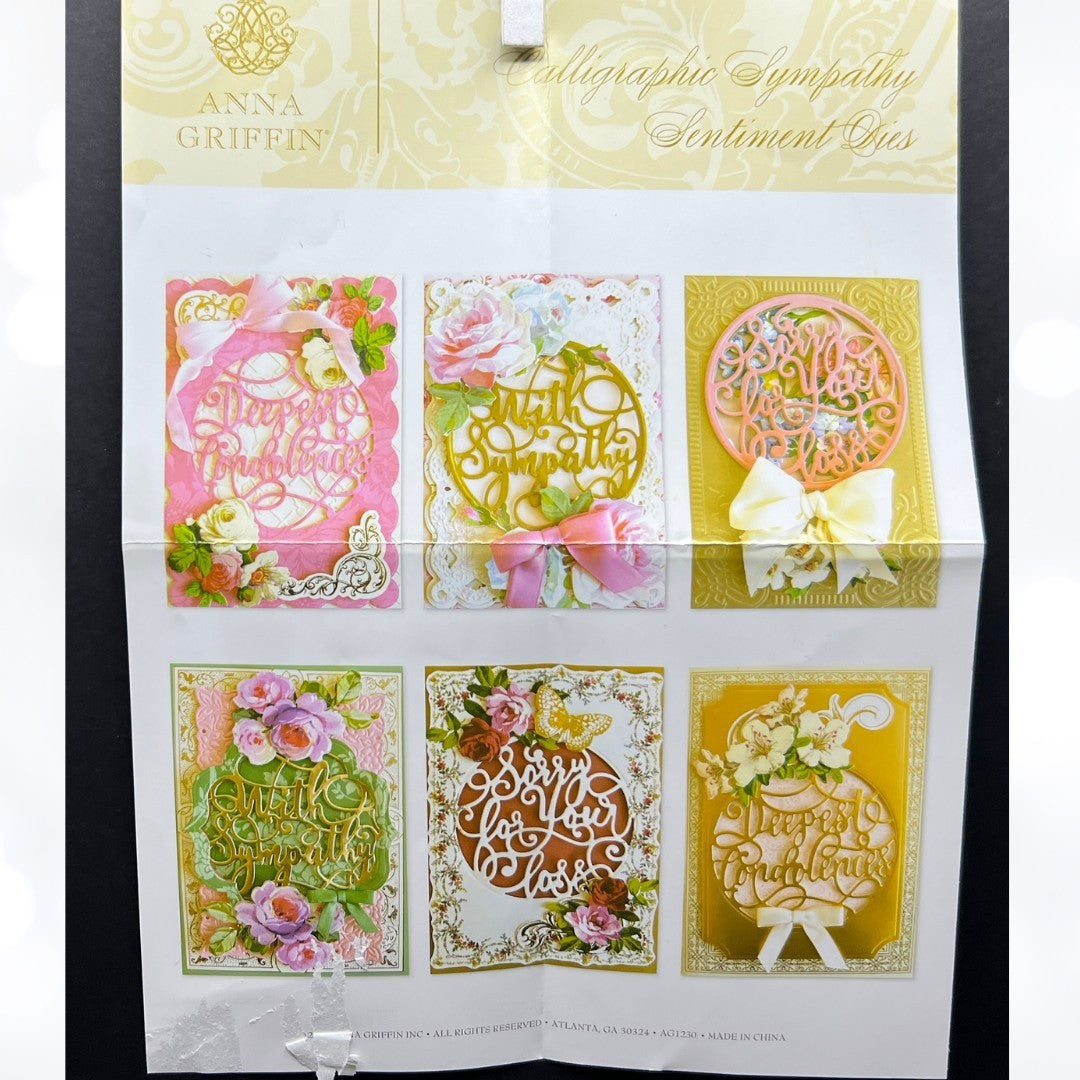 Anna Griffin Calligraphic SYMPATHY SENTIMENT Dies