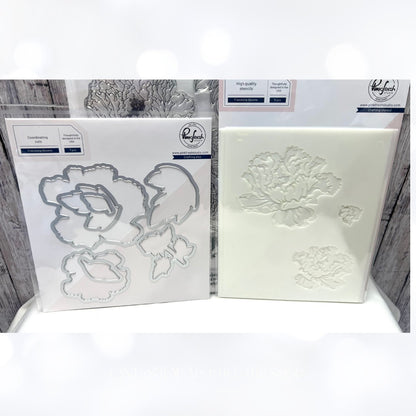 PInkfresh Studio FRIENDSHIP BLOOMS Flowers 6x8 Rubber Stamps Dies Stencils