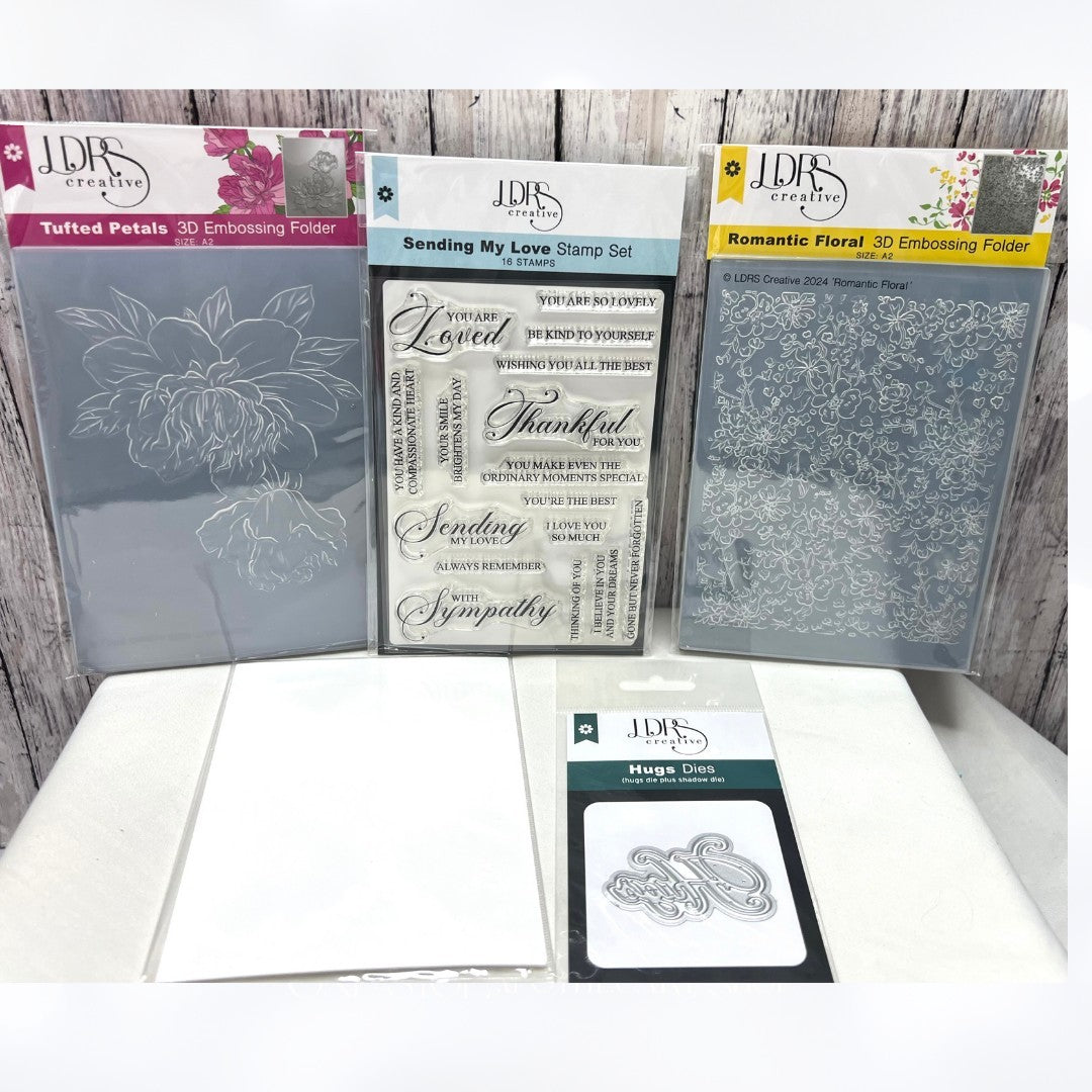 LDRS Designs TUFTED PETALS Sentiments Love Rubber Stamps 3D Embossing Folders