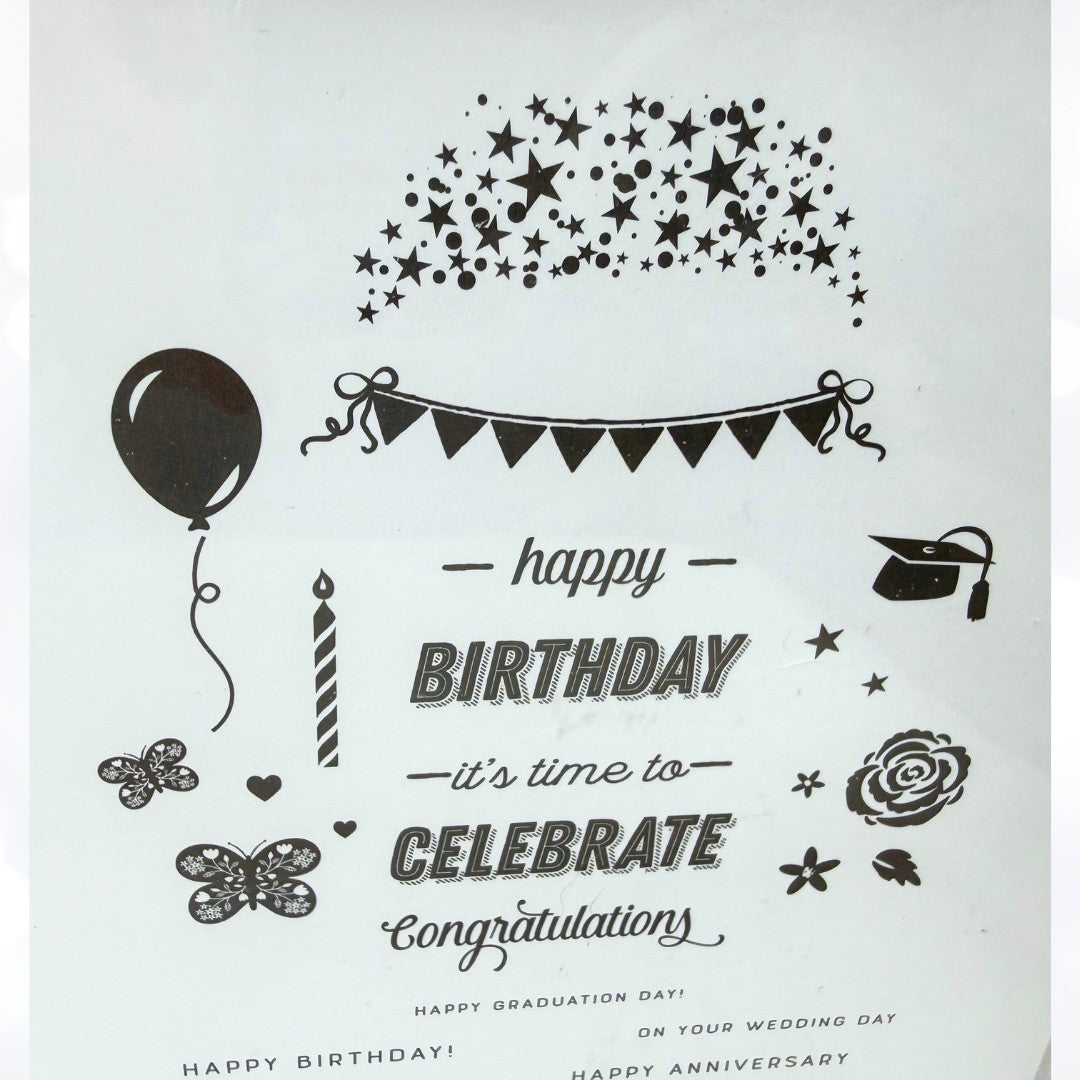 Papertrey Ink CELEBRATIONS Make It Market Birthday Graduation Rubber Stamps Dies