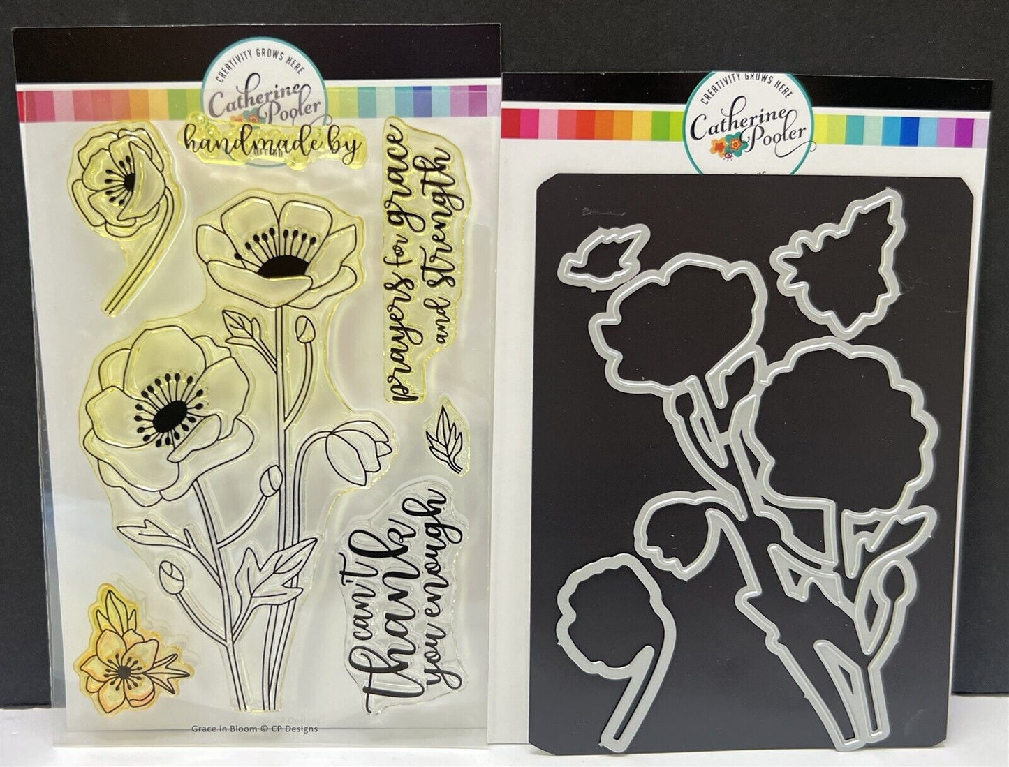 Catherine Pooler GRACE IN BLOOMS Poppy Poppies Flowers Rubber Stamps Dies