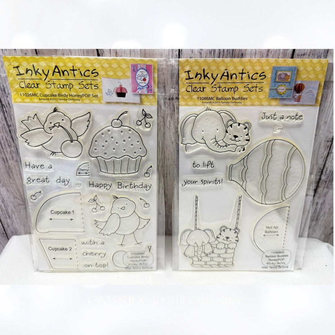 Inky Antics CUPCAKE CHICKS Birthday Rose Tulip Flowers Rubber Stamps Lot of 4