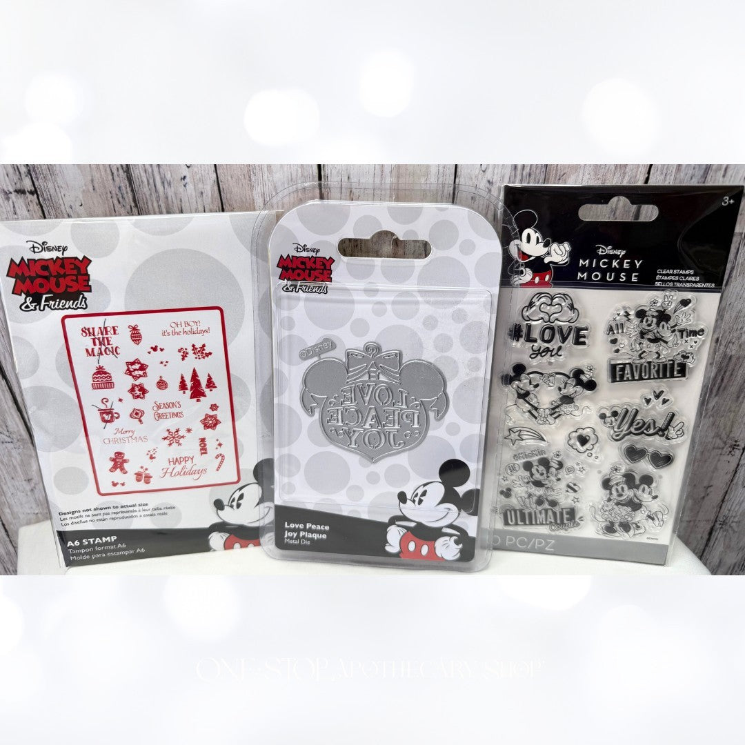 American Crafts Disney MICKEY MOUSE Christmas Rubber Stamps Dies AS IS**