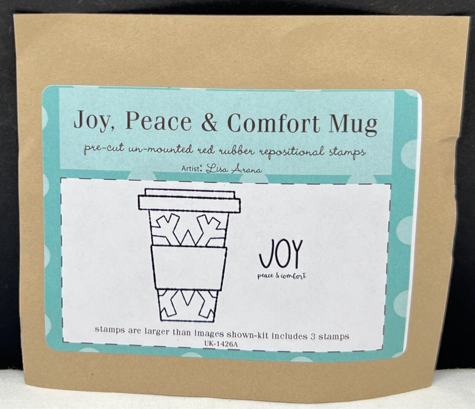 Unity Stamps JOY PEACE & COMFORT MUG Christmas Holiday Coffee Rubber Stamps