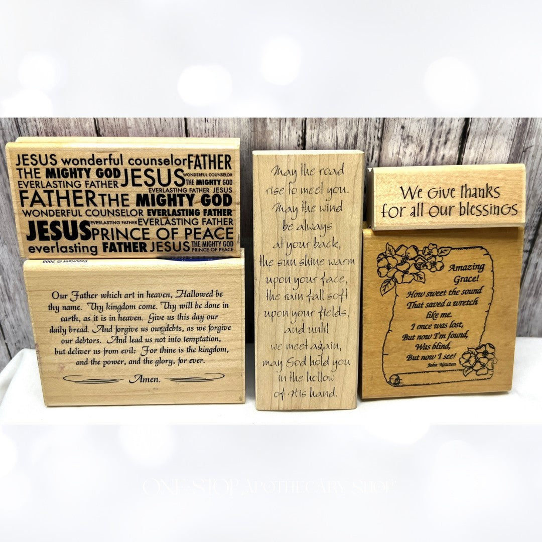 Bible Journaling RELIGIOUS Lord's Prayer Amazing Grace Rubber Stamps Lot of 5
