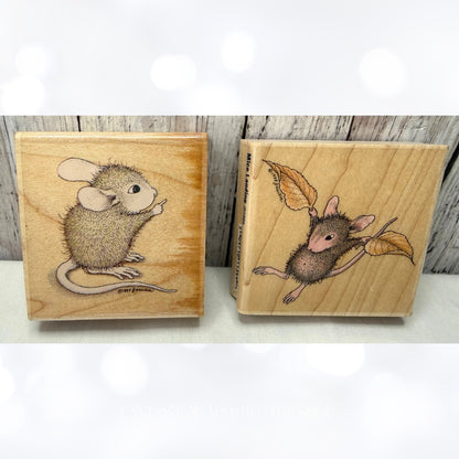 House Mouse MICE LANDING Amanda Points Mice Rubber Stamps Set of 2