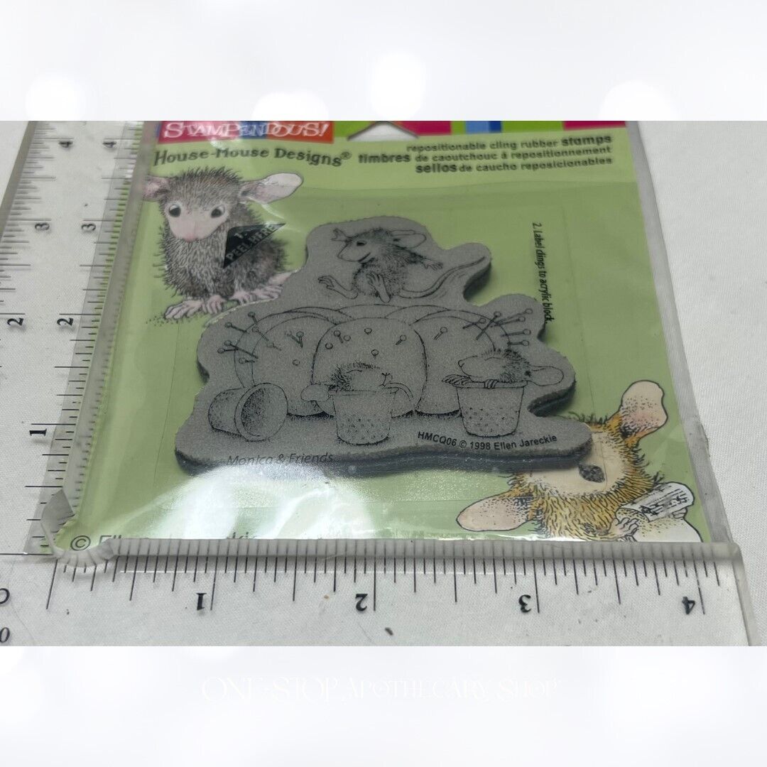 House Mouse PIN CUSHION Birthday Joy Sewing Sew Mice Rubber Stamps Lot