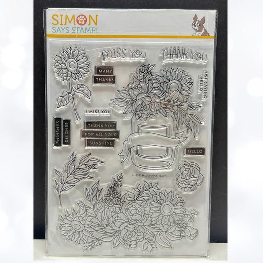 Simon Says Stamp SUNSHINE FLOWERS Sunflowers 6x8 Rubber Stamps