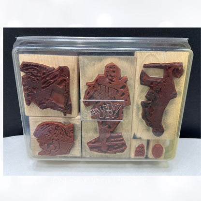 Stampin Up ROUGH & TUMBLE Football Players Game Rubber Stamps Set