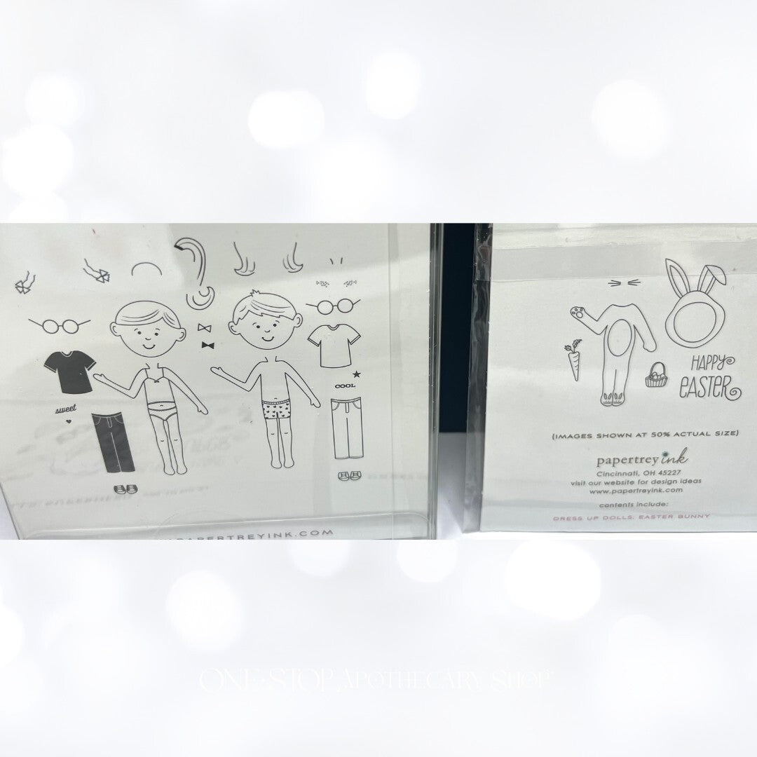 Papertrey Ink DRESS UP DOLLS Paper School Easter Birthday Rubber Stamps Dies Lot