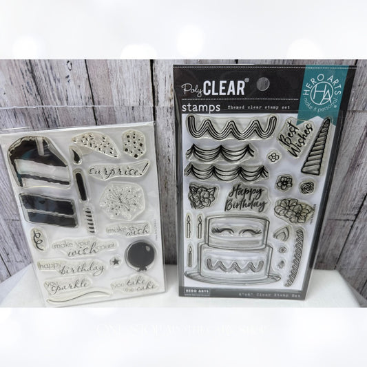 Hero Arts DECORATE A CAKE Unicorn Birthday Layering Cake Rubber Stamps