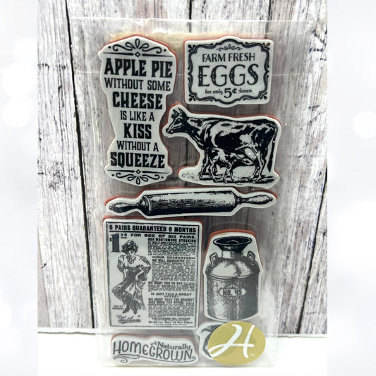Graphic 45 HOME SWEET HOME Farmhouse Farm Vintage Rubber Stamps Set #2