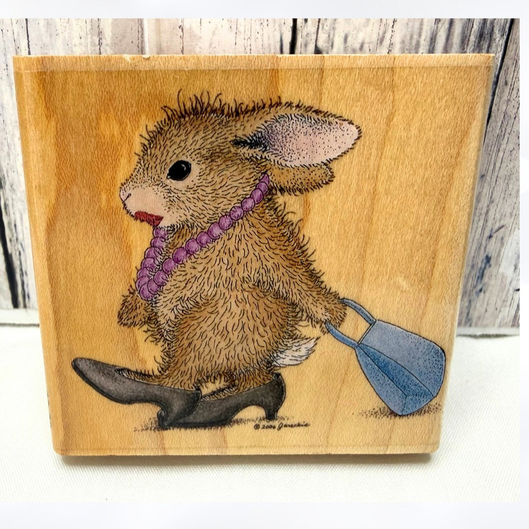 House Mouse FANCY PANTS Hoppers Bunny Rabbit Dress Up Mothers Day Rubber Stamp