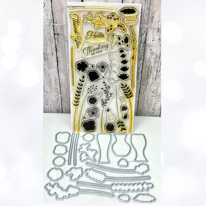 My Favorite Things BEAUTIFUL BLOOMS Flowers Vase Rubber Stamps Dies