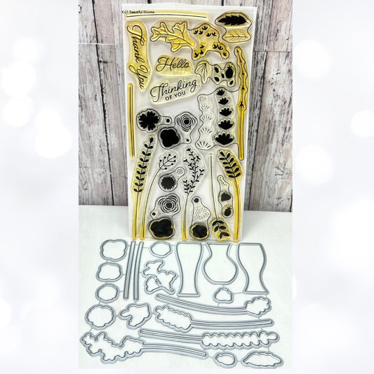 My Favorite Things BEAUTIFUL BLOOMS Flowers Vase Rubber Stamps Dies