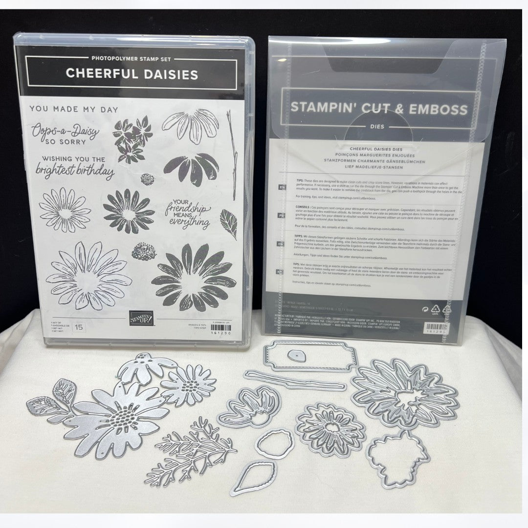Stampin Up CHEERFUL DAISIES Daisy Flowers Rubber Stamps Dies