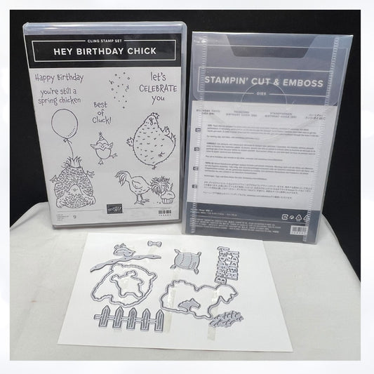 Stampin Up HEY BIRTHDAY CHICK Chickens Rubber Stamps Framelits Dies AS IS**