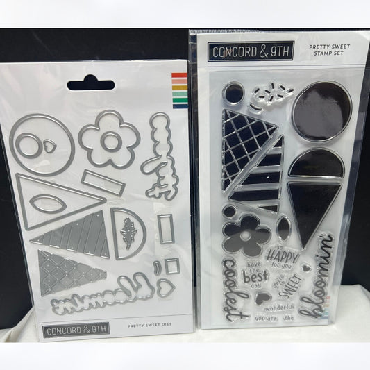 Concord & 9th PRETTY SWEET Ice Cream Snowcones Summer Rubber Stamps Dies