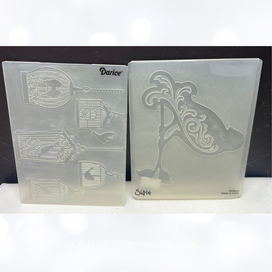 Darice Sizzix BIRD HOUSE Cage Birds Embossing Folders Lot of 4