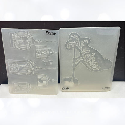 Darice Sizzix BIRD HOUSE Cage Birds Embossing Folders Lot of 4