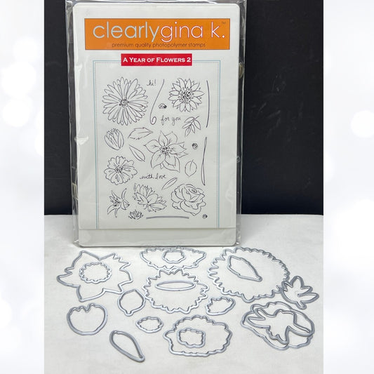 Gina K Designs A YEAR OF FLOWERS 2 Rubber Stamps Dies