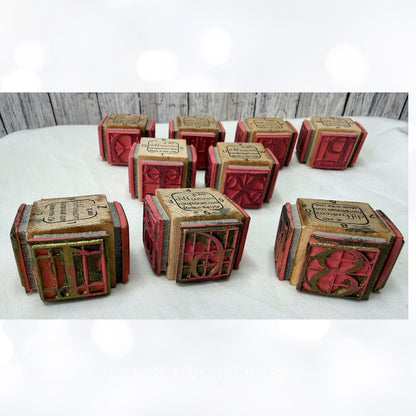 Diffusion GEOMETRIC ALPHABET Numbers Mixed Media Letters Cube Rubber Stamps