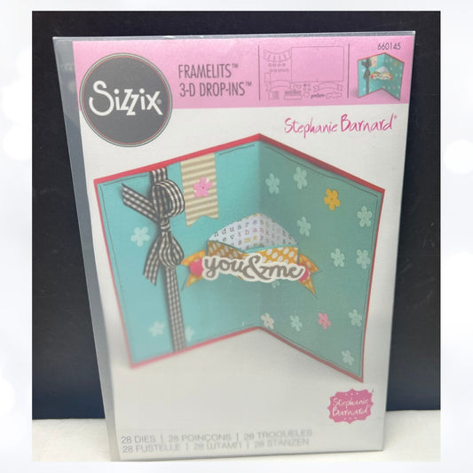 Sizzix Stephanie Barnard CARD WITH BANNERS 3-D Drop Ins 660145 Framelits Dies