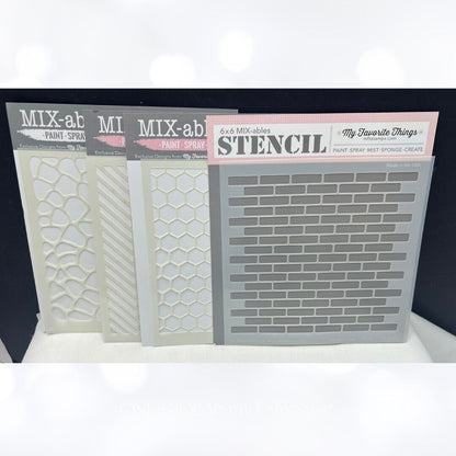 My Favorite Things STENCILS Mixables Brick Chickenwire Stripes 6x6 Lot of 4