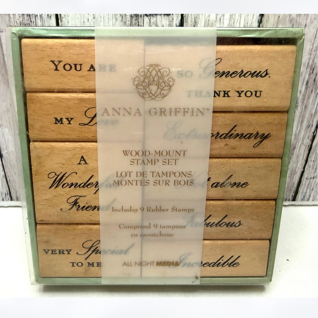 Anna Griffin SENTIMENTAL STATEMENTS Greetings Rubber Stamps