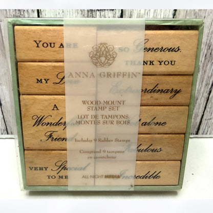 Anna Griffin SENTIMENTAL STATEMENTS Greetings Rubber Stamps