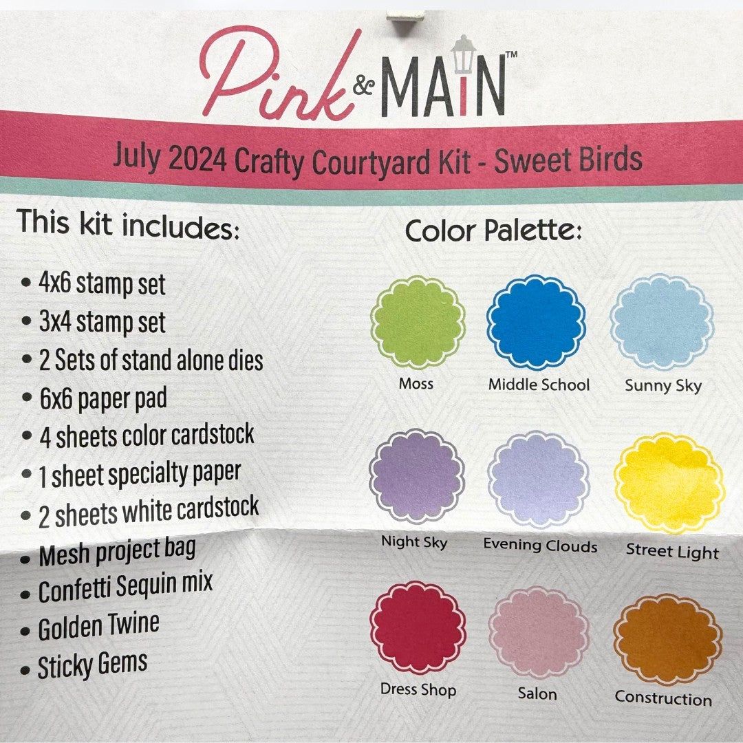 Pink & Main SWEET BIRDS Floral Banners Rubber Stamps Dies Paper Kit