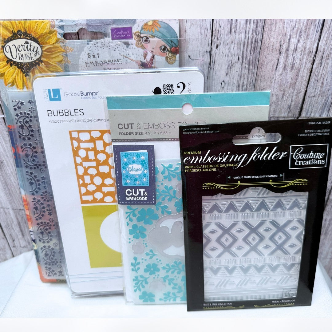 Crafters Companion Floral Bubbles Sunbeam Embossing Folders Lot of 4