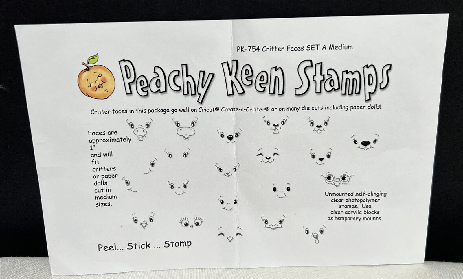 Peachy Keen CRITTER FACES Animals Eyes Face Rubber Stamps 