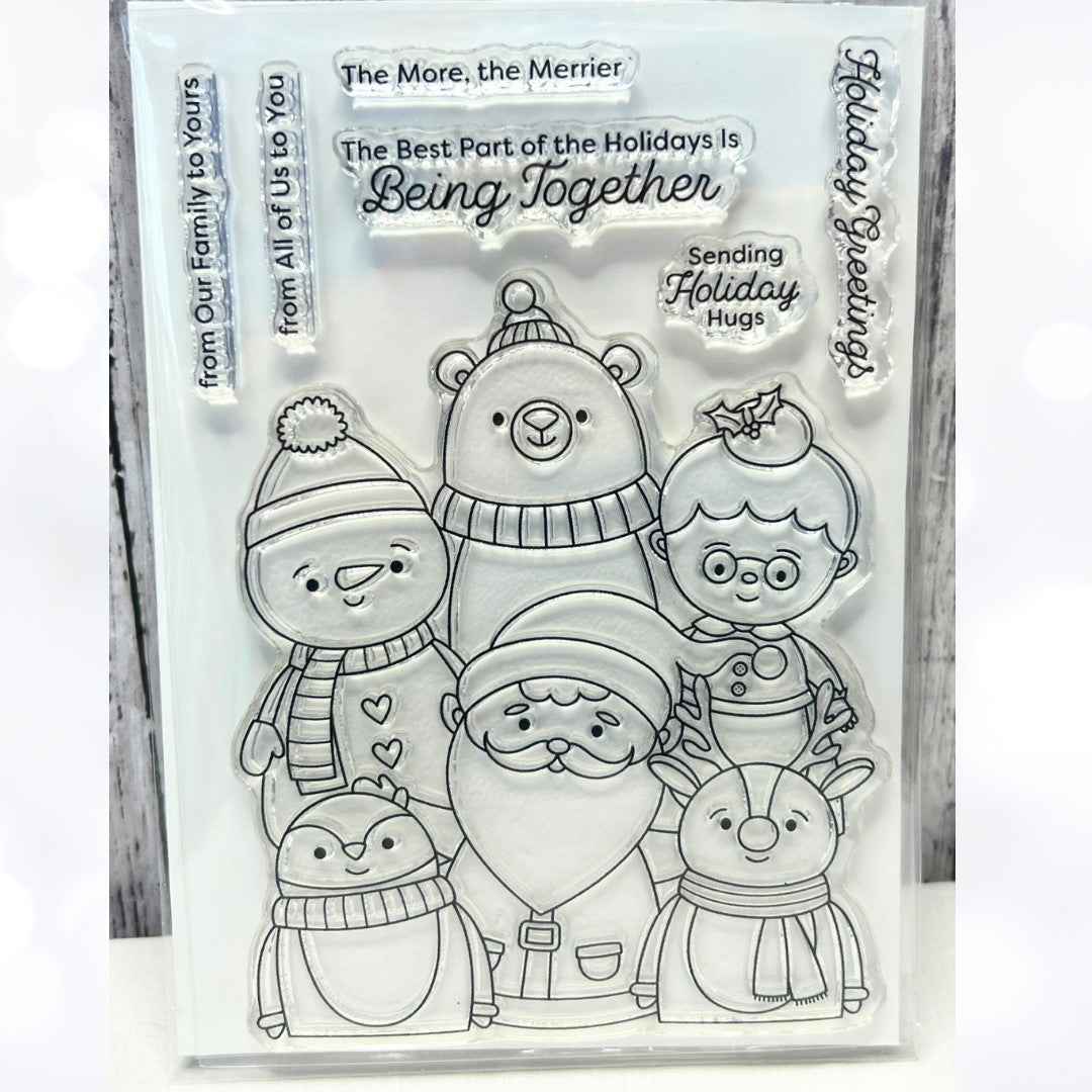 Spellbinders HOLIDAY GROUP HUG Snowman Santa Christmas Rubber Stamps