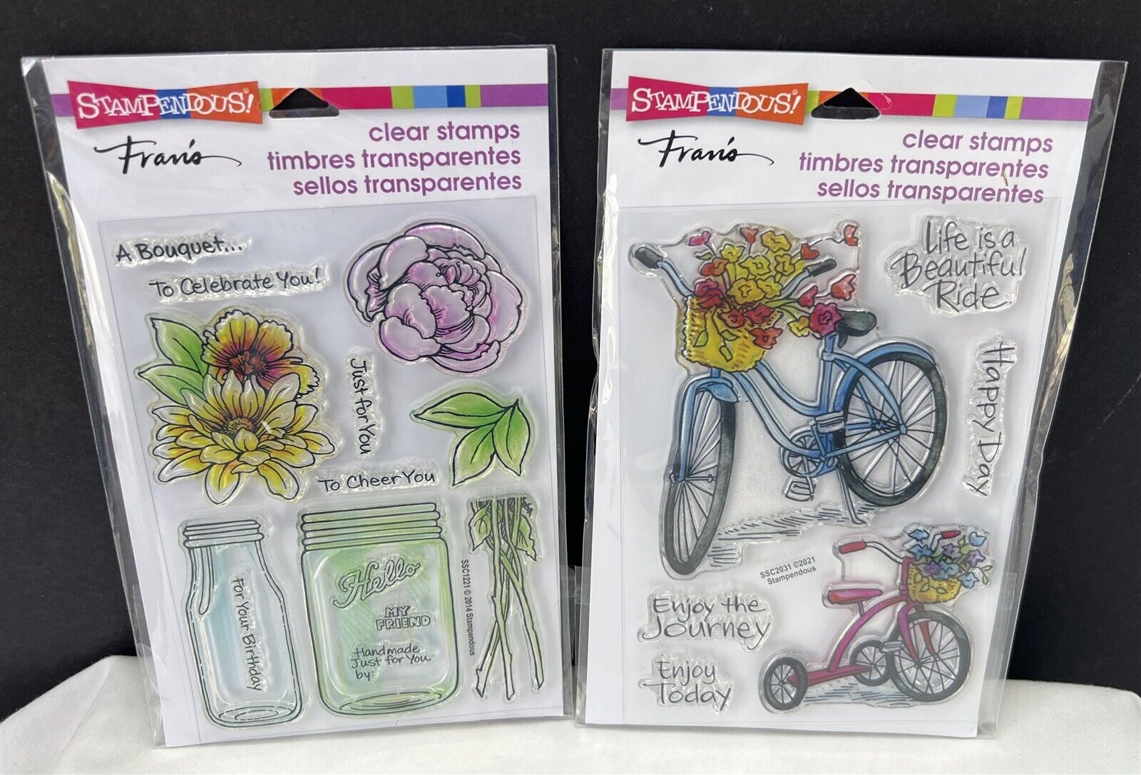 Stampendous BOUQUET FOR YOU Basket Bikes Mason Jar Rubber Stamps Lot