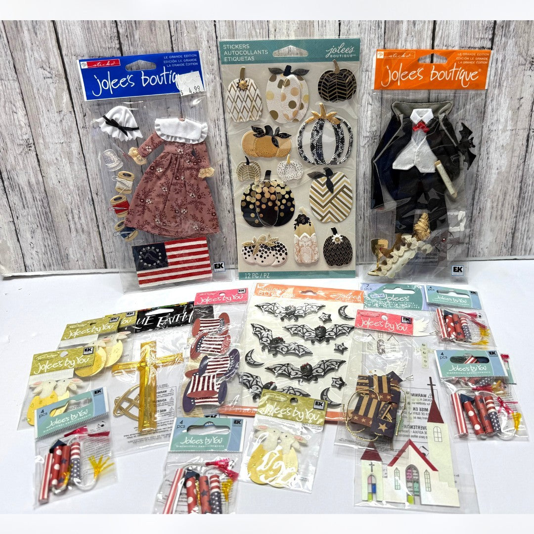 Jolee's Boutique HOLIDAYS Halloween Easter 4th of July Crafting Stickers Lot 16