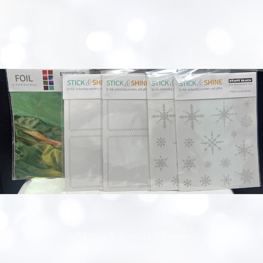 Penny Black  STICK & SHINE Foil Sheets Borders Snowflakes Lot