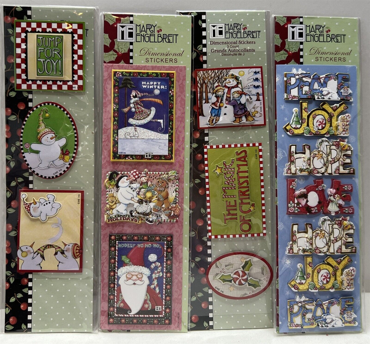 Mary Engelbreit CHRISTMAS Holiday Crafting 3D Stickers Lot of 14