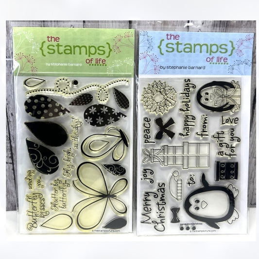 The Stamps of Life PENGUINS Christmas Butterfly Rubber Stamps
