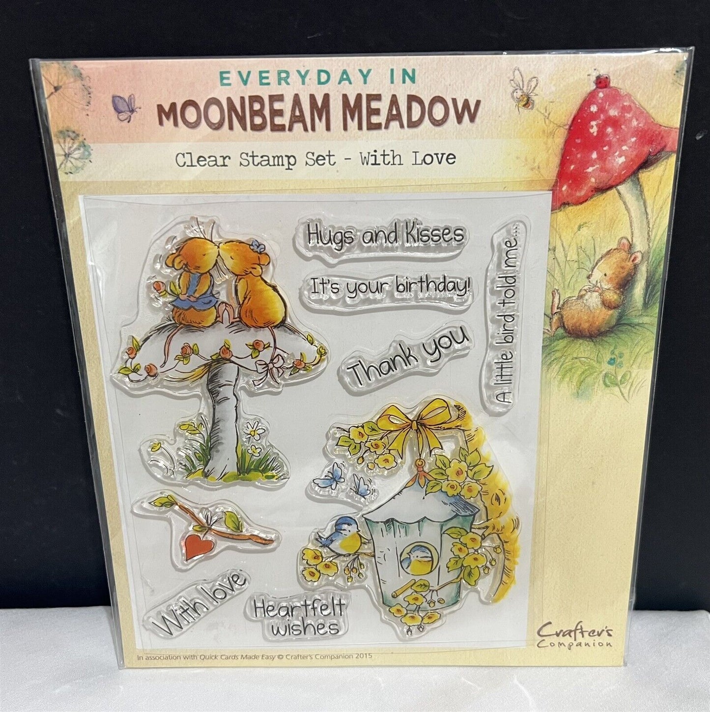 Crafters Companion MOONBEAM MEADOW Mice Mouse Birds Rubber Stamps Set