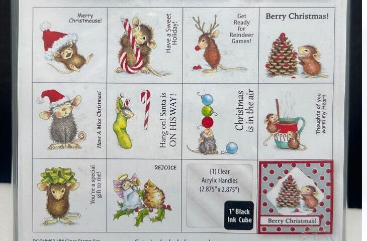 Stampenous House Mouse MINI HOLIDAY Christmas Mice Set Rubber Stamps