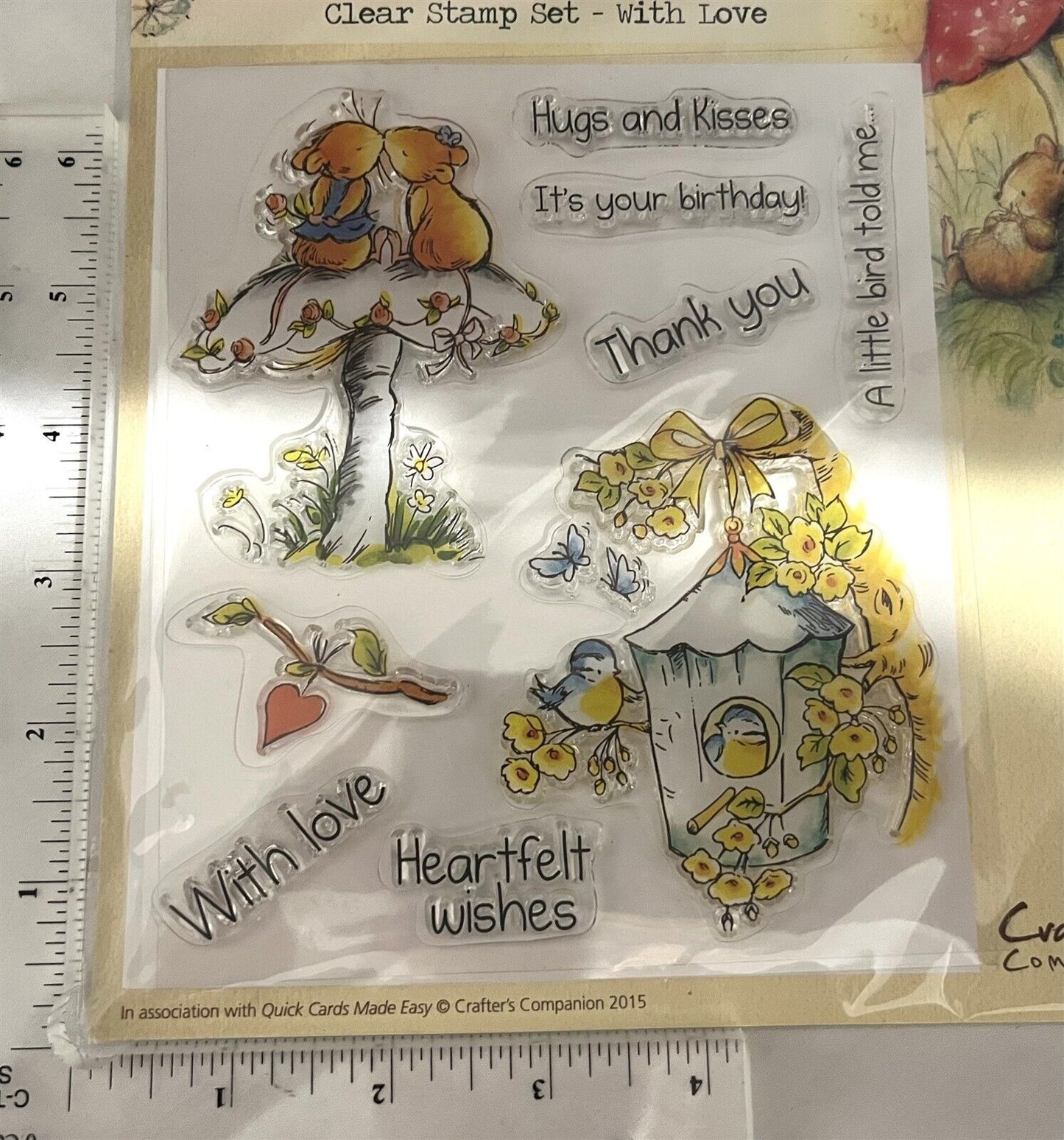 Crafters Companion MOONBEAM MEADOW Mice Mouse Birds Rubber Stamps Set