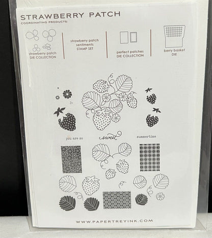 Papertrey Ink STRAWBERRY PATCH Fruit Strawberries Rubber Stamps Set Rare